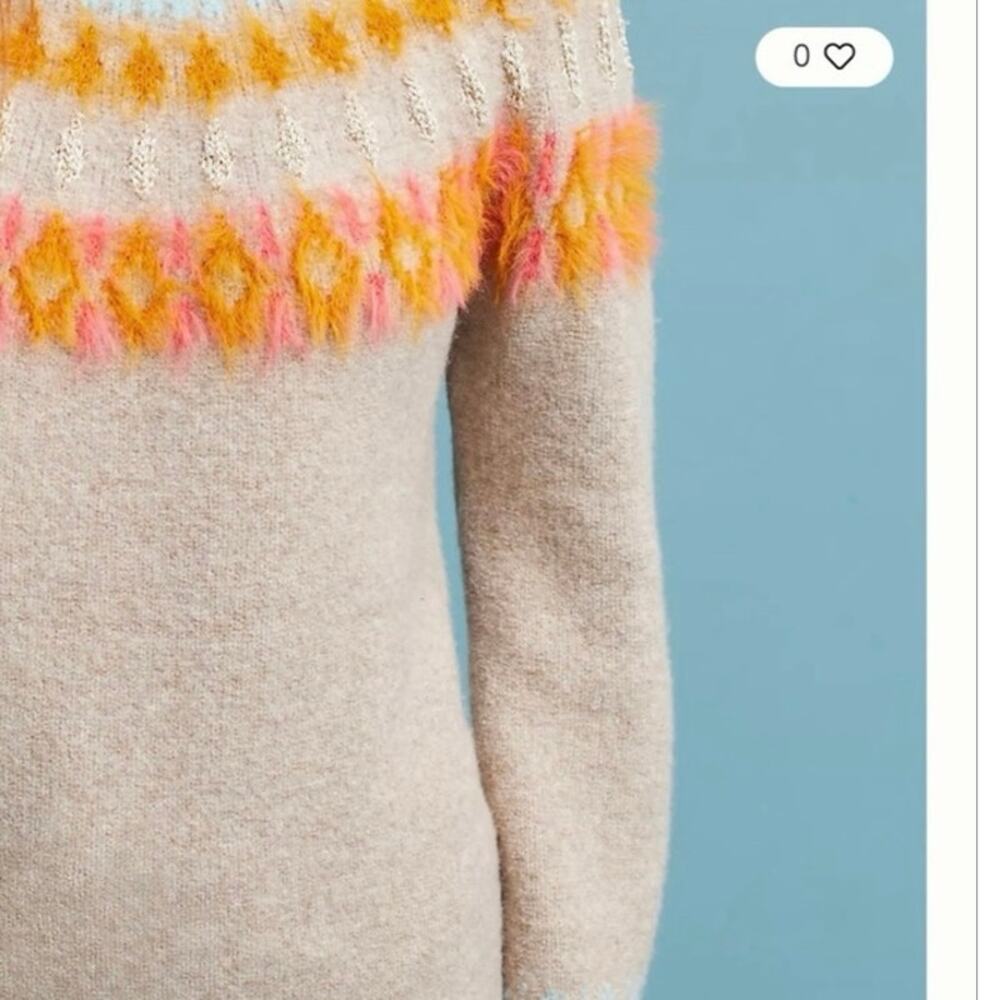 Anthropologie Sleeping on Snow Fair Isle Tunic Sweater – Size Medium - Picture 3 of 11